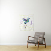 Cute bee hummingbird cartoon illustration wandkleed (In situ)