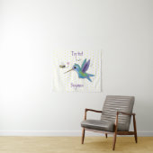Cute bee hummingbird cartoon illustration wandkleed (In Situ (horizontaal))