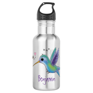 Cute bee hummingbird cartoon illustration waterfles