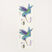 Cute bee hummingbird cartoon illustration yogamat (Achterkant)