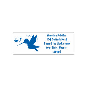 Cute bee hummingbird cartoon illustration zelfinktende stempel