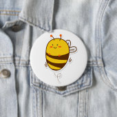 Cute bee Kawaii Drawing Ronde Button 4,0 Cm (In situ)