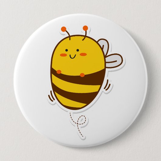 Cute bee Kawaii Drawing Ronde Button 4,0 Cm (Voorkant)