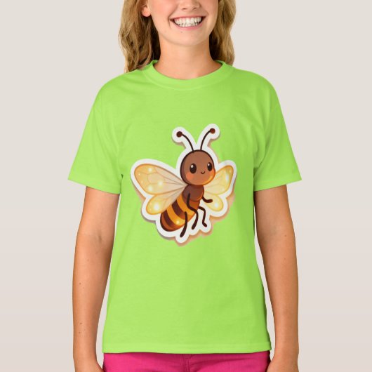 Cute Bee Kids T-Shirt – Adorable Cartoon Bee (Voorkant)