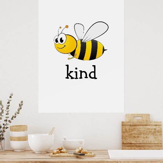 Cute Bee Kind Poster (Keuken)