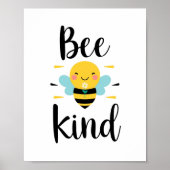 Cute "Bee Kind" Pun with Bumblebee Poster (Voorkant)