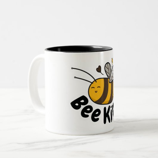 Cute Bee Kind Tweekleurige Koffiemok (Voorkant links)