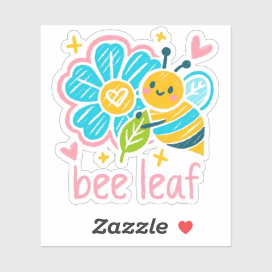 Cute Bee Leaf Floral for Teacher appreciation Sticker (Vel)