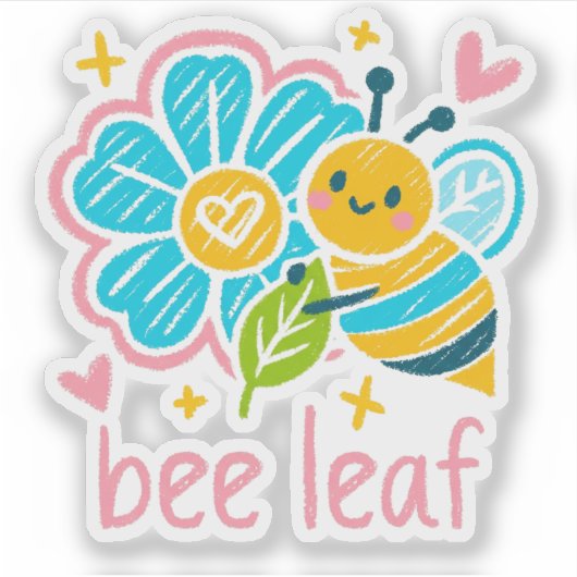 Cute Bee Leaf Floral for Teacher appreciation Sticker (Voorkant)