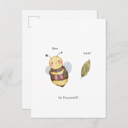 Cute bee Leaf gelooft in je eigen Kaart (Voorkant / Achterkant)