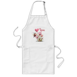 Cute Bee Love Heart Balloon Spring Flowers Lang Schort