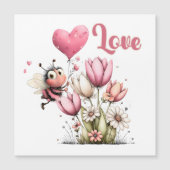 Cute Bee Love Heart Balloon Spring Flowers Magnet (Voorkant)