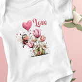 Cute Bee Love Heart Balloon Spring Flowers Romper