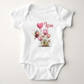 Cute Bee Love Heart Balloon Spring Flowers Romper (Voorkant)