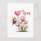 Cute Bee Love Heart & Floral  Feestdagenkaart (Voorkant)