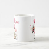 Cute Bee Love Heart & Floral  Koffiemok (Center)