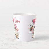 Cute Bee Love Heart & Floral  Latte Mok (Voorkant)