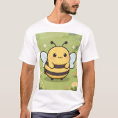 Cute Bee Mascotte T-shirt – Wilde Bloemenwei Natuu (Voorkant)