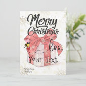 Cute bee Merry kerst - Aangepast Feestdagenkaart (Staand voorkant)