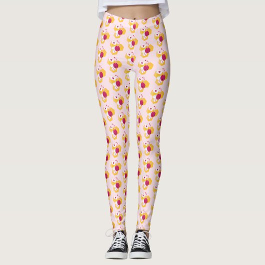 Cute Bee met roze Valentijn Hearts Pattern Leggings (Voorkant)