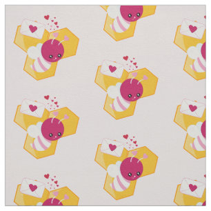 Cute Bee met roze Valentijn Hearts Pattern Stof