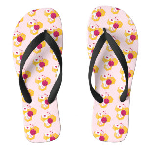 Cute Bee met roze Valentijn Hearts Pattern Teenslippers