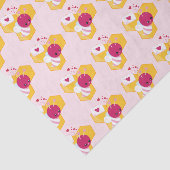 Cute Bee met roze Valentijn Hearts Pattern Tissuepapier (Detail)