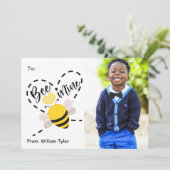 Cute Bee Mine Classroom Photo Valentijnsdag Feestdagenkaart (Staand voorkant)