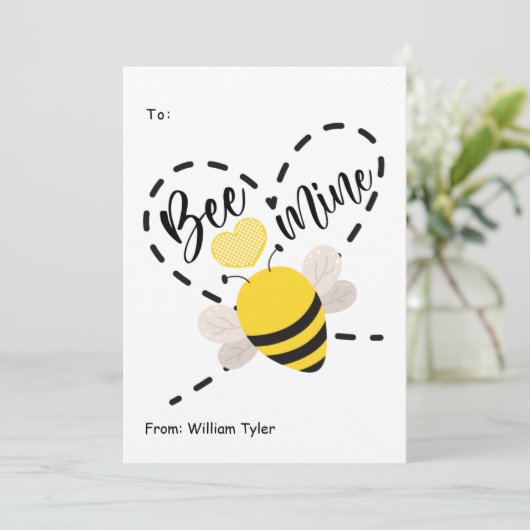 Cute Bee Mine Classroom Valentijnsdag Feestdagenkaart (Staand voorkant)