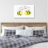 Cute Bee Mine Love Valentijnsdag Gift Idee Canvas Afdruk (Insitu (Slaapkamer))