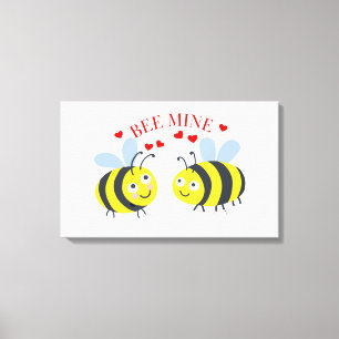 Cute Bee Mine Love Valentijnsdag Gift Idee Canvas Afdruk