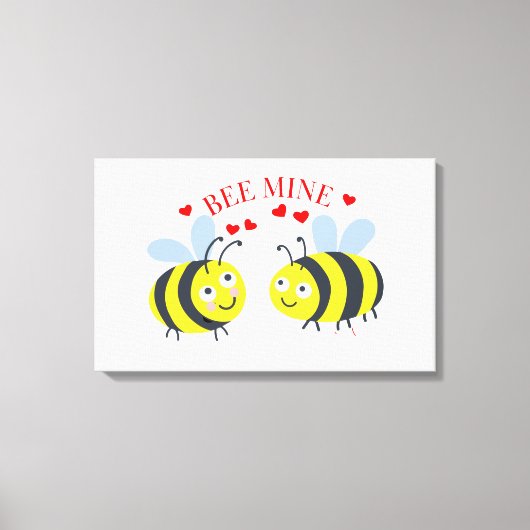 Cute Bee Mine Love Valentijnsdag Gift Idee Canvas Afdruk (Voorkant)