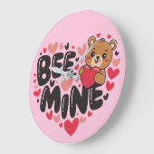 Cute Bee Mine Teddy Bear Valentine's Day Grote Klok (Hoek)
