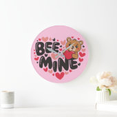 Cute Bee Mine Teddy Bear Valentine's Day Grote Klok (Huis)