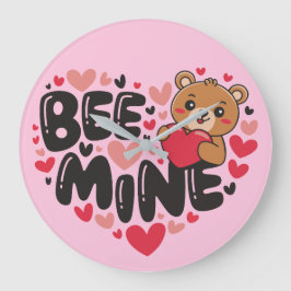 Cute Bee Mine Teddy Bear Valentine's Day Grote Klok