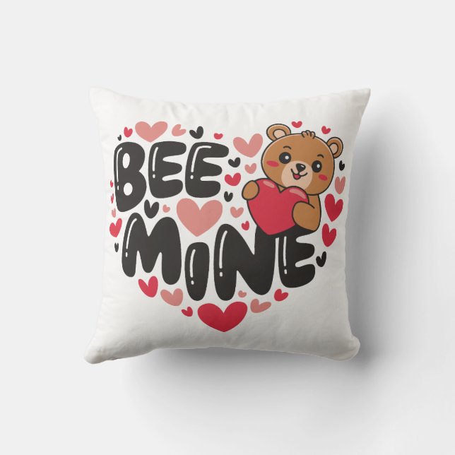 Cute Bee Mine Teddy Bear Valentine's Day Kussen (Achterkant)