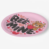 Cute Bee Mine Teddy Bear Valentine's Day Papieren Bordje (Gekanteld)