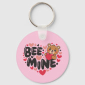 Cute Bee Mine Teddy Bear Valentine's Day Sleutelhanger (Voorkant)
