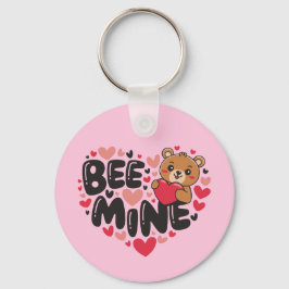 Cute Bee Mine Teddy Bear Valentine's Day Sleutelhanger