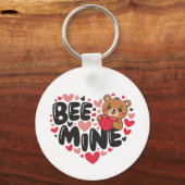 Cute Bee Mine Teddy Bear Valentine's Day Sleutelhanger (Achterkant)