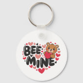 Cute Bee Mine Teddy Bear Valentine's Day Sleutelhanger (Achterkant)