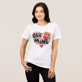 Cute Bee Mine Teddy Bear Valentine's Day Tri-Blend Shirt (Voorkant volledig)