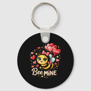 Cute Bee Mine Valentijnsontwerp Met Harten En Llo Sleutelhanger