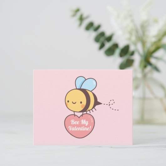 Cute bee My Valentijn Pun Doodle Briefkaart (Staand voorkant)