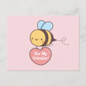 Cute bee My Valentijn Pun Doodle Briefkaart (Voorkant)