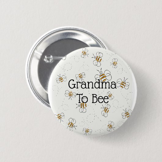 Cute bee Pattern Grandma to be Baby shower Button (Voorkant /achterkant)