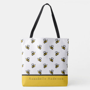 Cute Bee Pattern Personaliseren Tote Bag