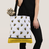 Cute Bee Pattern Personaliseren Tote Bag (Dichtbij)