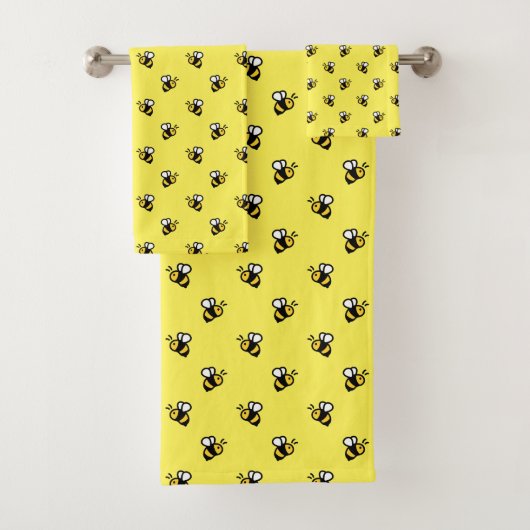Cute bee Pattern Yellow Bad Handdoek (Insitu)