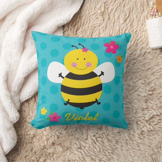 Cute Bee Personalized Sierkussen (Deken)